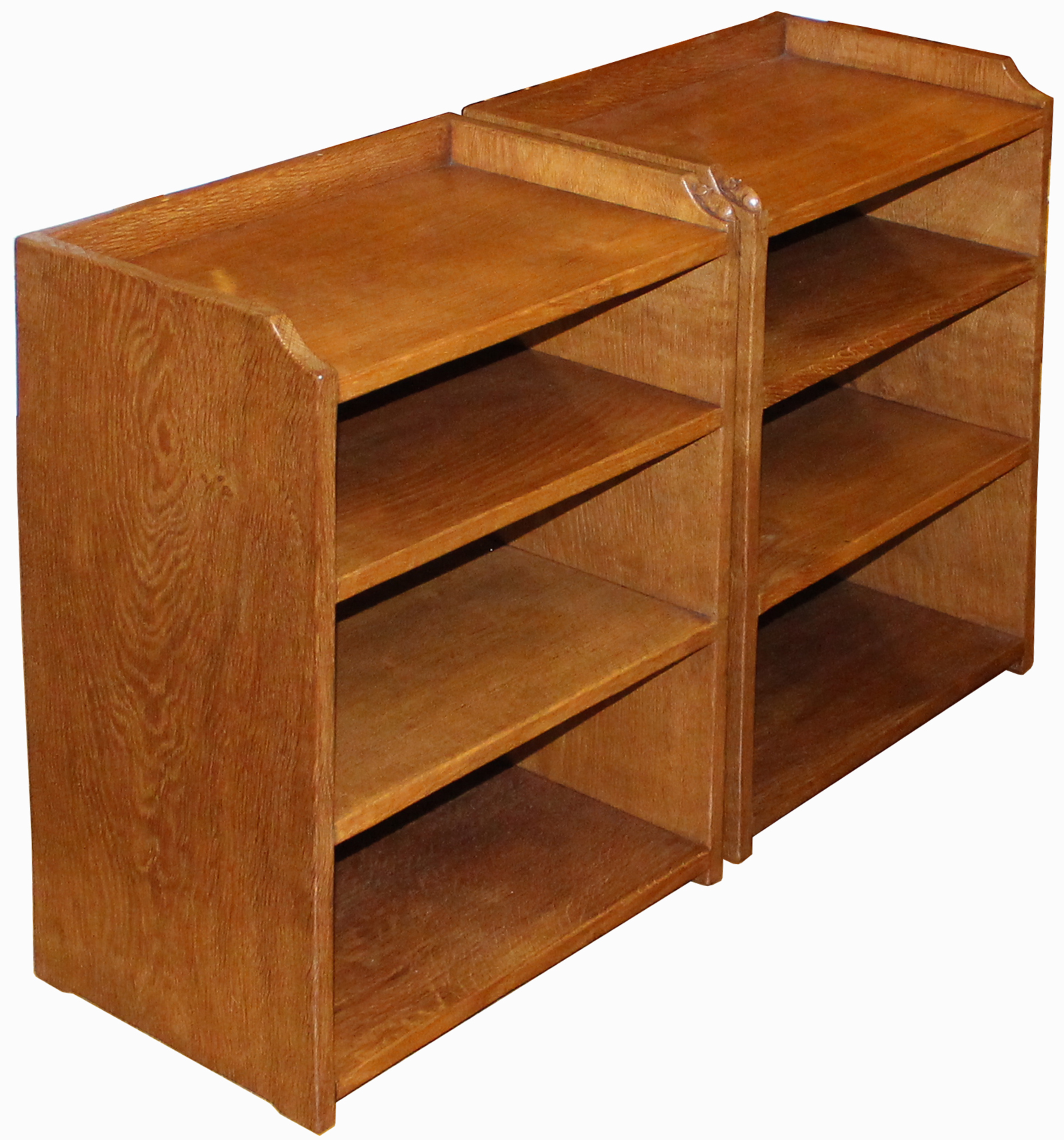 ROBERT MOUSEMAN THOMPSON PAIR OF VINTAGE ADZED BEDSIDE BOOKCASES