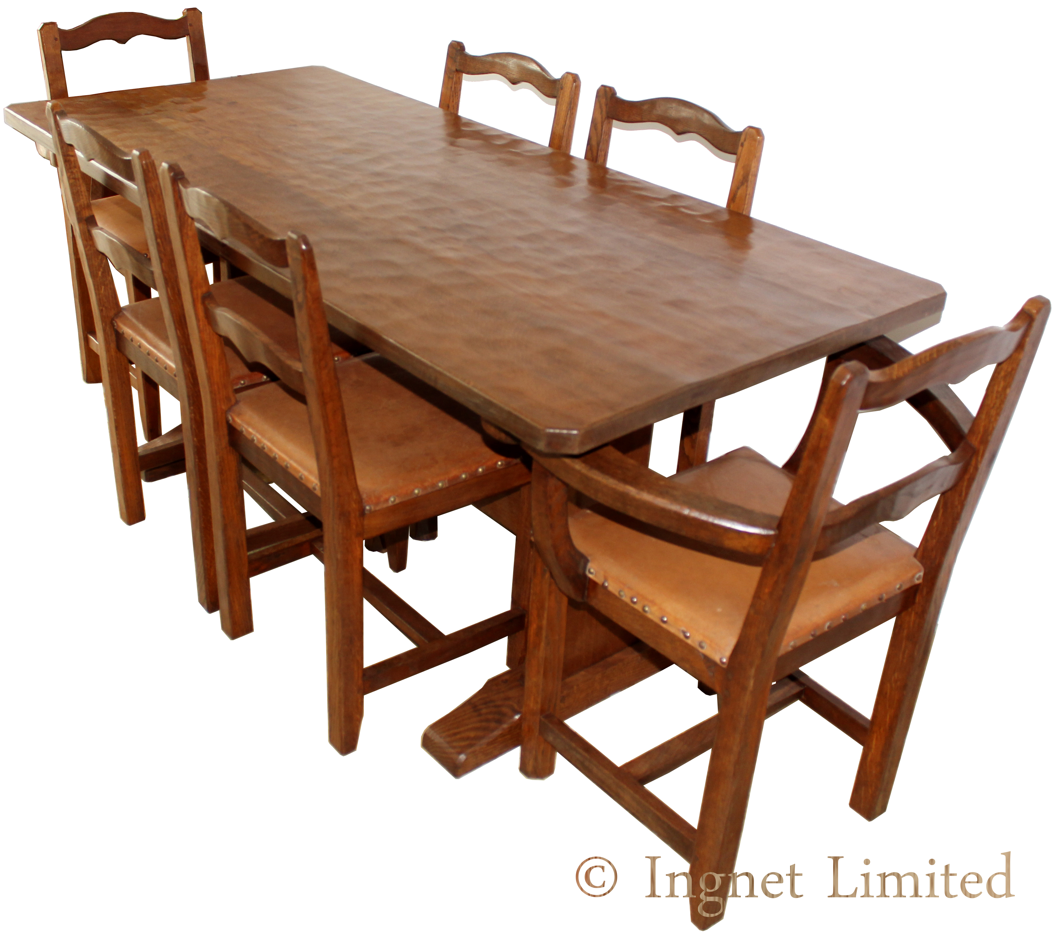 KING POST YORKSHIRE OAK ADZED DINING SUITE